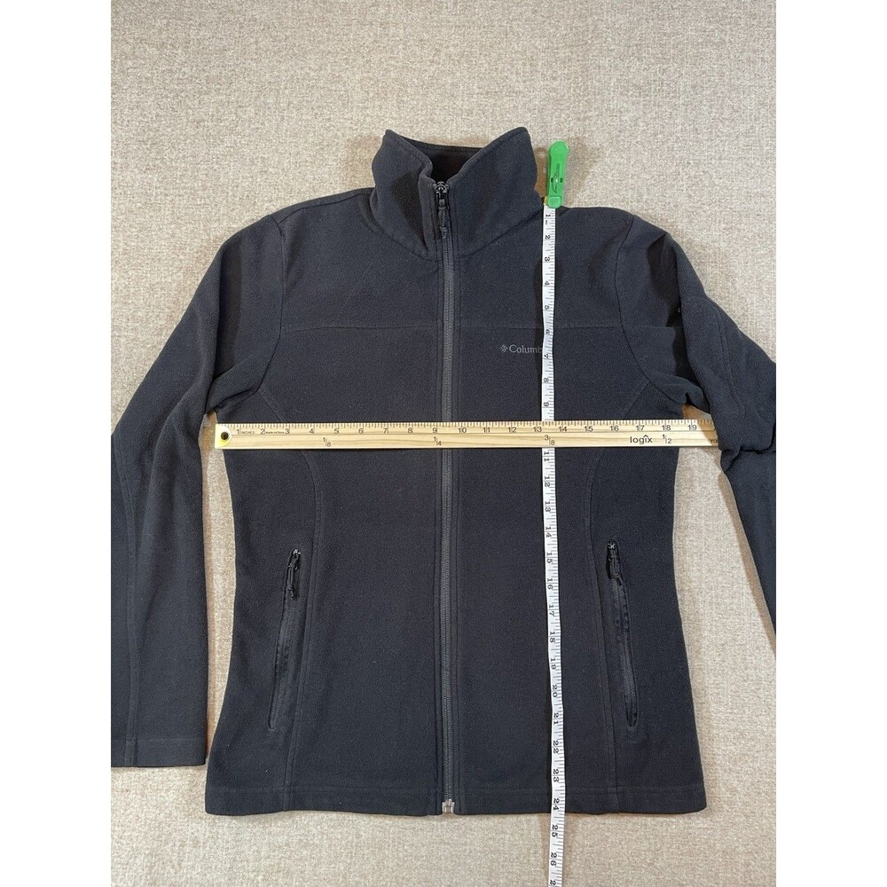 Columbia Sweater Black Full Zip Pockets Fleece Logo Casual Womens Size S Small - Picture 4 of 6
